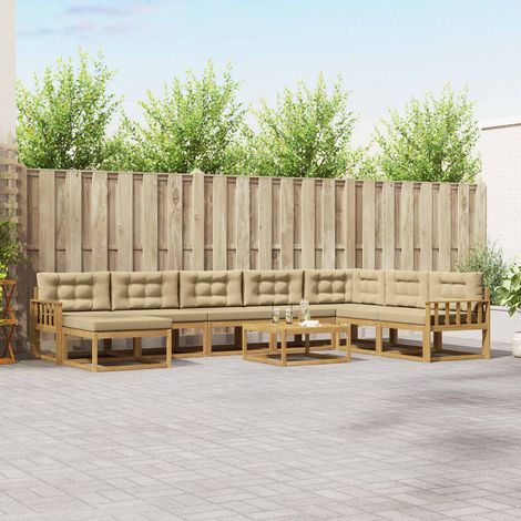 vidaXL Outdoor-Sofagarnitur 9 pcs Weiß und Beige (1/5)