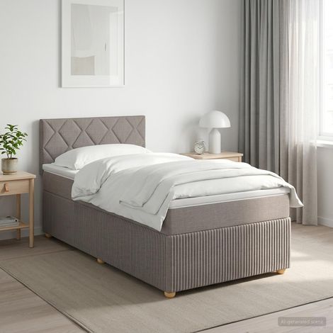 Cama box spring con colchón con cabecera Topo 80 x 200 cm Tela (1/5)