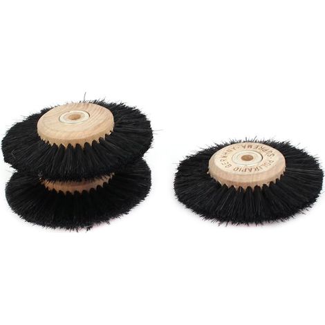 75mm Dia 2 Reihen Borstenrad Bürstenschleifen Polieren Werkzeug Schwarz 3st (1/2)