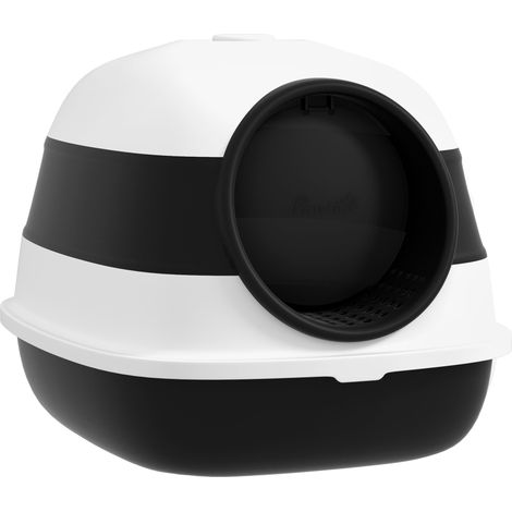 Lettiera per gatti pieghevole a forma di sfera 52 x 41 x 38 cm cassetto estraibile porta a battente design pulito in PP bianco 210007778