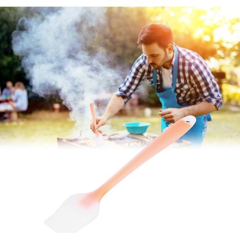 Halbtransparenter, einteiliger Silikon-Ölpinsel, hitzebeständig, klein, zum Grillen, Kochen und Würzen, durchscheinend orange. (1/5)