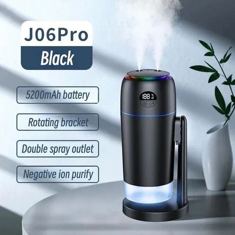 Humidificateur d'air de voiture USB pour aromathérapie avec veilleuse LED, silencieux, 500 ml de parfum, double humidificateur rotatif intelligent (noir) (1/5)