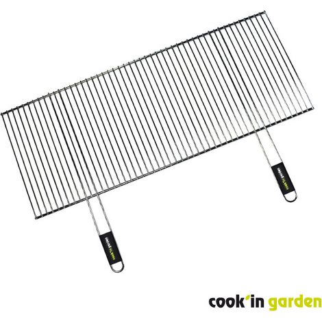 Cook'In Garden – Grille de barbecue en acier 100 x 40 cm – Poignées soft-touch – Grille recoupable pour cuisson précise – Surface de cuisson optimisée