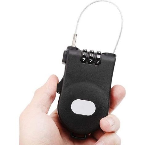 2 cadenas à combinaison pour voyages, valises de sport, armoire de sport, valise de fitness (câble de 1,2 m) (1/4)