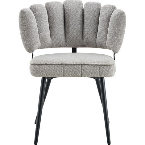 Set di 2 sedie da pranzo in velluto grigio chiaro con schienale a fiore e gambe nere (1/5)