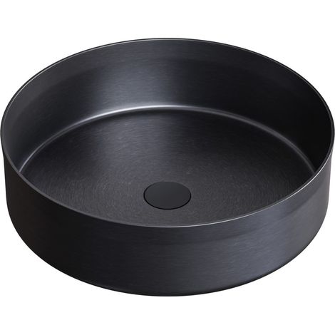 BERNSTEIN - Vasque Lavabo rond à poser Diamètre 40cm en acier inoxydable sur meuble de salle de bain NT04 - Gun métal (1/4)