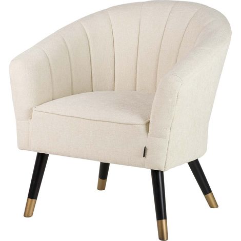 Fauteuil en chenille beige 70 x 72 x 80 cm (1/2)