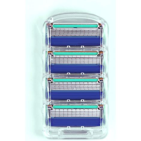rasoir electriques hommes-5 Couches Recharge Lames Rasoir Compatibles Multi-Lames - Rasage Doux 5 Lames de Précision [4 Bleues] pour Tous Types Barbe (1/5)