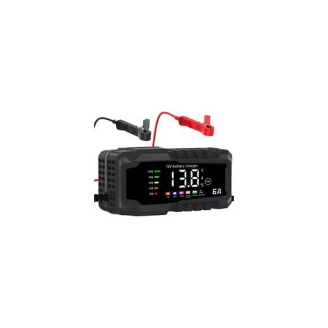 Chargeur Batterie Voitures,6A 12VChargeur de Batterie Intelligent Moto avec Fonction Réparation, Maintien de Charge Auto, Écran LED, pour Voiture Moto Camion, AGM, Gel, Wet, SLA