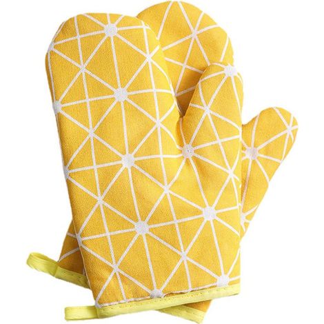 Zweiteilige, hitzebeständige Baumwollhandschuhe, flexibel und rutschfest, mit weichem Steppfutter. Vielseitig einsetzbar als Untersetzer, Grillhandschuhe, Mikrowellenhandschuhe, Ofenhandschuhe und Bac (1/2)