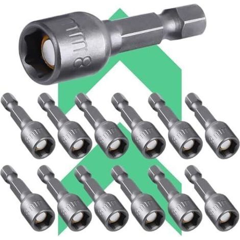 Schraubendreher-Steckschlüssel-Set mit 12 Adaptern, 8-mm-Sechskantbits, 1/4-Zoll-Sechskant-Schraubendreherbit für Akku-Bohrschrauber oder Schraubendreherzubehör (1/5)