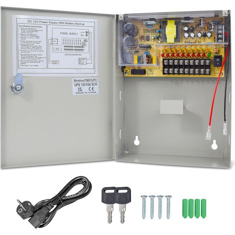 Boîte d'alimentation UPS 9 Canaux 12V 10A sans Interruption avec Transformateur de Sauvegarde de Batterie pour Contrôle d'accès LED de Caméra de Surveillance (1/5)