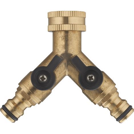Nez sélecteur de robinet de jardin double Y automatique – Raccord femelle 20x27 (3/4) – Résistant aux UV et intempéries – Installation facile – (1/4)
