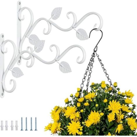 Wandhalterung für hängende Pflanzen, 2 Stück, Eisenhaken zum Aufhängen, Wandhalterungen, 30 cm, Blumentopf, Vogelfutterspender, Aufhänger, Retro-Haken, für drinnen und draußen, Garten, Windspiel, Late (1/5)