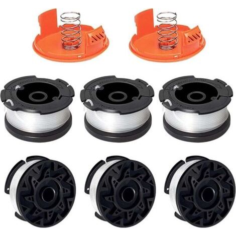 BARKBUSTERS  Bobine Fil Coupe Bordure Compatible avec Black+Decker A6481 A6485 AF-100 AF-100-3ZP,Convient pour ST5530-GB GLC3630L20-GB STC1820PC-GB BESTA530-GB BESTA525-GB(6 Bobine+2 Couvercle+2 Resso