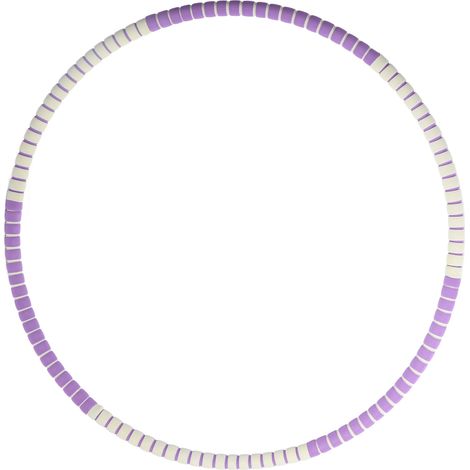 Anneau de hula lesté en acier inoxydable détachable avec éponge, à resserrer rapidement, pour le sport et les jeux. 6 sections, violet et gris. (1/5)