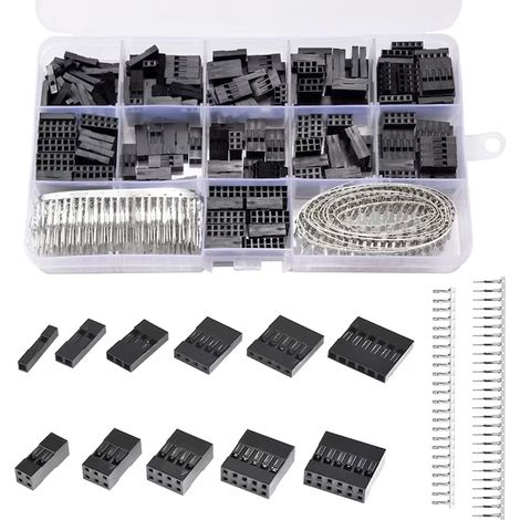 620 connecteurs DuPont à coque en caoutchouc, mâles et femelles, avec coffret de bornes et pince à sertir. (1/5)