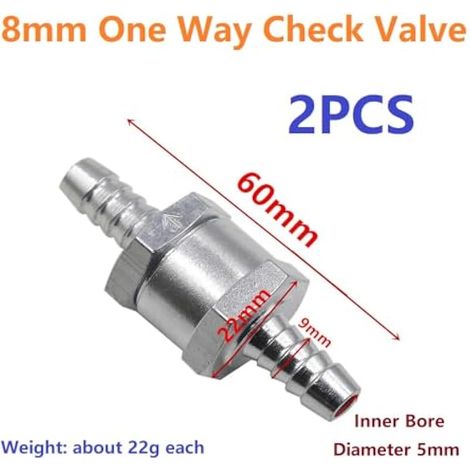 Lot de 2 valves anti-retour unidirectionnelles en alliage d'aluminium pour carburateur de voiture, systèmes basse pression 8 mm
