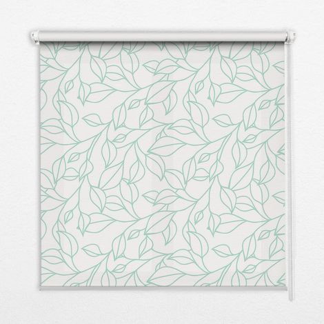 Tenda a Rullo Interna per Finestra - Tenda Filtrante Luce - Tenda Privacy - Tenda Decorativa Rettangolare - Rullo per Interni - (110 cm x 140 cm) - Foglie turchesi