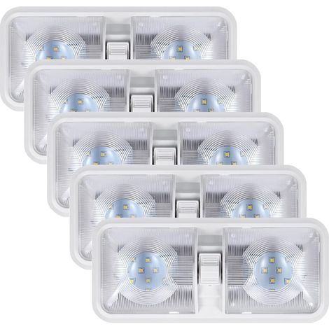 Lumières LED 12 Volts pour caravanes avec Interrupteur on/Off - Blanc Froid 6500K 8W 600LM pour l'éclairage intérieur des caravanes, fourgonnettes, remorques et Bateaux - Lot de 5 (1/5)