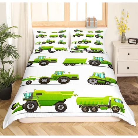 Housse de Couette Réversible Camion Pour Enfants 220x240 Ensemble de Literie Garçon Fille Véhicule D'Ingénierie Couvre - P3I (1/4)