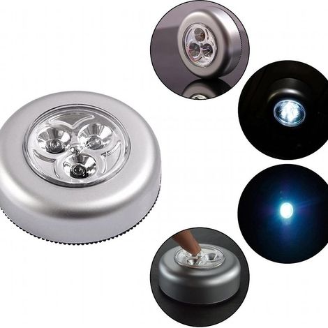 Lampe tactile LED Pat Light Veilleuse de nuit d'urgence Lampe de bureau pour armoire murale Lampe de coffre de voiture (3 lampes) 3 pièces (1/4)