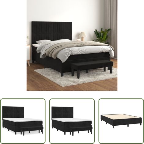 vidaXL Samt - Boxspringbett mit Matratze Schwarz 140x200 cm Samt (1/5)