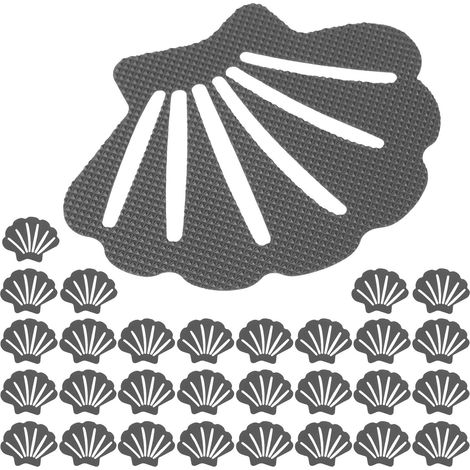 Set di 30 adesivi in gomma antiscivolo a forma di conchiglia grigia per scale e pavimenti del bagno - Striscia adesiva sicura, antiscivolo e versatile (1/4)