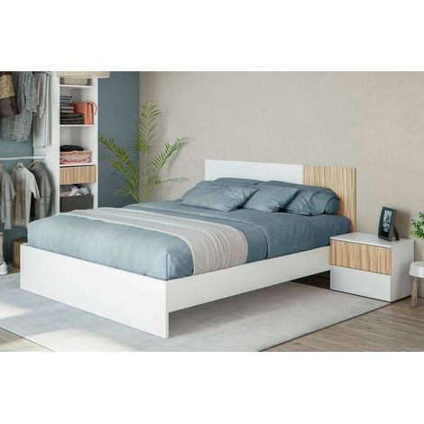 Dmora - Cama doble Dors, Somier doble, Estructura para dormitorio adecuada para colchón 190x160, 166x196h40 cm, Blanco (1/5)