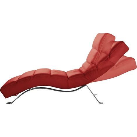 Chaise longue réglable multipositions, en cuir de luxe italien, SWEET, rouge (1/5)