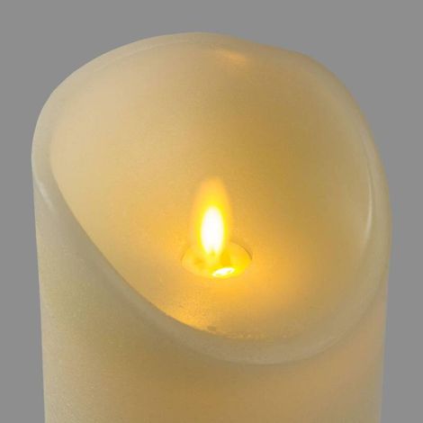 Bougie LED Cylindrique Ø10xH10cm Cire Couleur Ivoire finition rustique Rustic BLANC CHAUD Lotti (1/5)