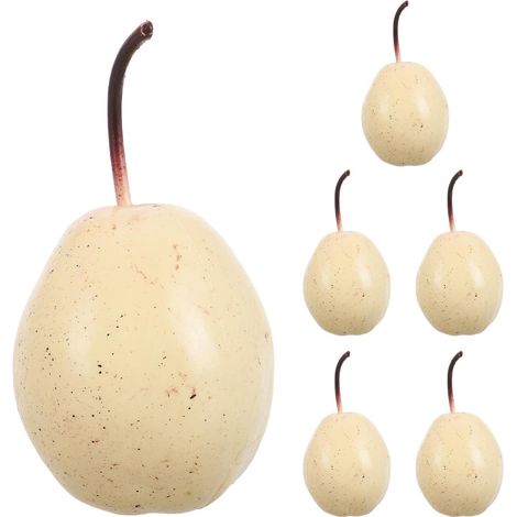 Lot de 6 Poires Artificielles Réalistes en Plastique Modèles Décoratifs Miniatures Jaunes Accessoires de Photographie Artistique et Décoration Intérieure Cuisine et Vitrines (1/5)