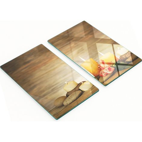 Due taglieri decorativi in vetro temperato per candele e spa, 2x30x52 cm (1/5)