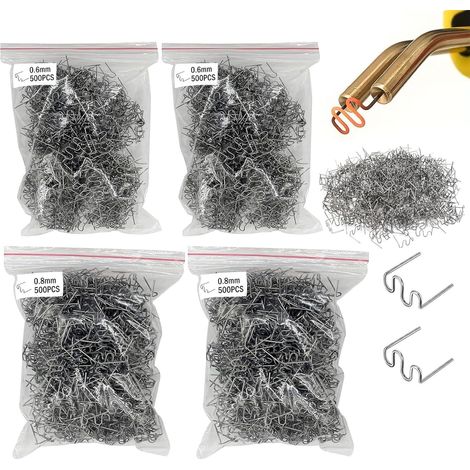 Agrafes Chaudes,1000pcs 0.6/0.8mm Soudure Plastique Agrafe,Agrafes Soudure Plastique,Agrafe Chaudes Métal,Agrafe Chaudes Acier Inoxydable,pour Pare-Chocs Voiture,Soudage,Plastic Welding Staple (1/5)