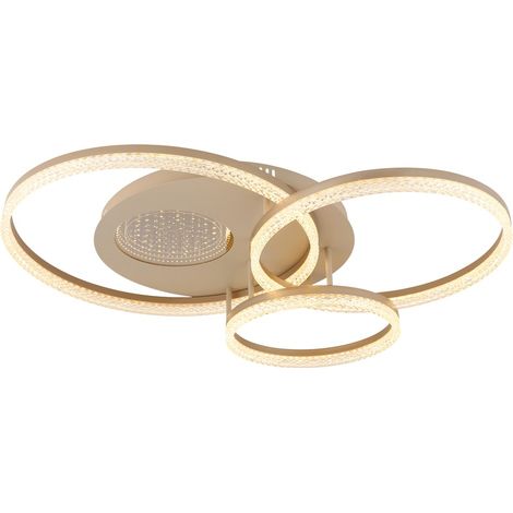 LED Deckenlampe Deckenleuchte Wohnzimmerlampe 3 Ringe beige 3D Effekt L 78 cm (1/5)