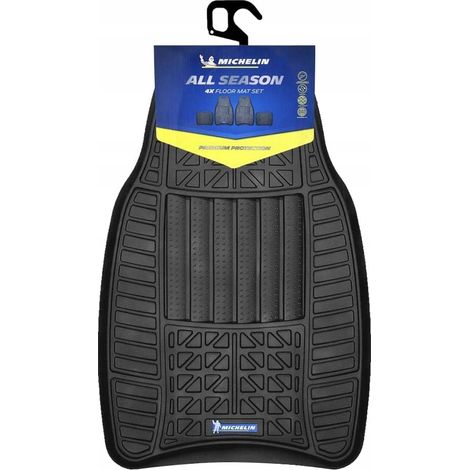 Alfombrillas de goma MICHELIN, juego de 4, negras, para todo tipo de clima y para todas las estaciones.