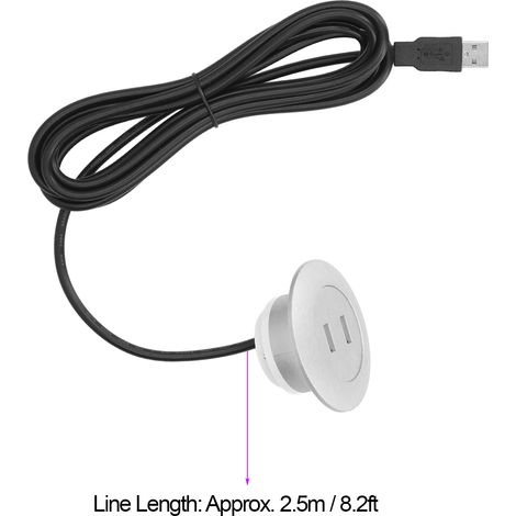 Presa USB a incasso per divano, due porte per uso domestico, colore argento. (1/5)