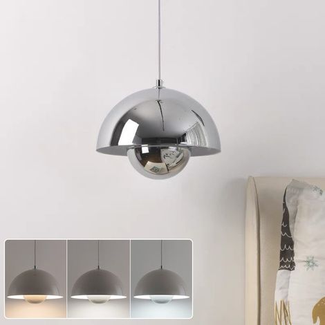 Lustre Suspension Moderne Plafonnier Suspendu avec Ampoule Lampe Suspendue en Températures de Couleur Chrome 3 23cm Métal (1/4)