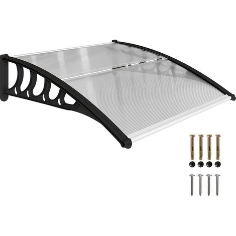 Awning outdoor in polycarbonate transparent for doors and windows, 103 x 96,5 x 27 cm, transparent (1/5)