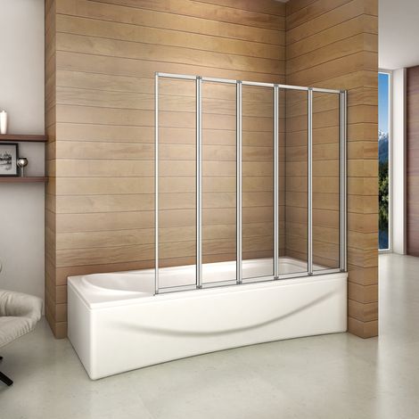 Mamparas de Bañera Cristal 4mm Plegable 5 Cristales - Gris mate 120x140cm (1/5)