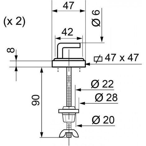 Ensemble fixation abattant WC charnière inox et visserie Wirquin 20718162, chromé (1/2)