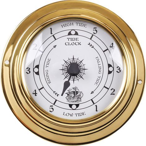 Horloge des marées – Baromètre mural – Thermomètre hygromètre – 3,8 pouces – Boîtier en laiton poli – Pour intérieur et extérieur (1/5)