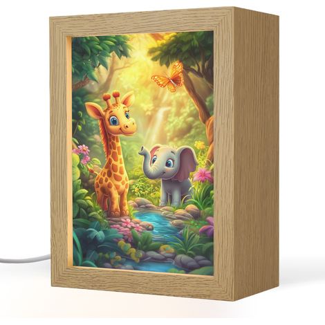 LAMPE DE CHEVET POUR ENFANT Girafe - Éléphant - Fleurs - Jungle 15x20 cm