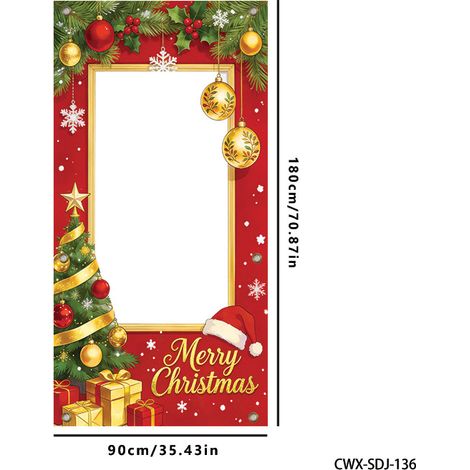 Décoration de porte découpée pour Noël, thème Père Noël, sticker de porte festif, décoration intérieure et extérieure - 90 x 180 cm (vinyle) - Style 7