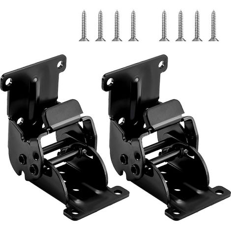 Deux charnières invisibles robustes en fer, fixations portables, adaptées aux tables pliantes et aux armoires, avec système de verrouillage, pour un usage quotidien, noires. (1/5)