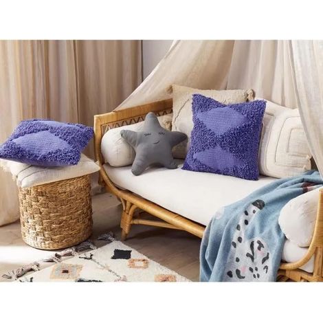 Cuscino decorativo beliani viola cotone morbido 450 g poliestere (1/3)