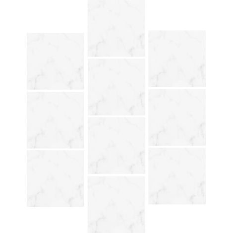 Autocollants Muraux la Cuisine 15x15cm pour Décoration Murale 10 en Pvc Effet Marbre Blanc Auto-adhésifs Texture Réaliste, Pack de 10 Pièces et Salle de Bain (1/5)