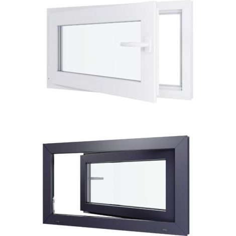 Finestra in PVC - Triplo vetro - Bicolore - Bianco e grigio - 900 mmx500 mm cm