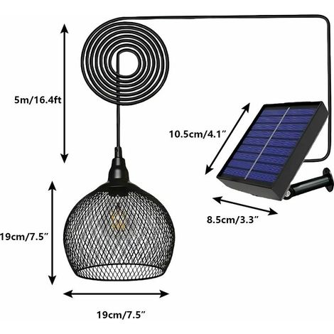 Lampe gazebo d'extérieur blanc chaude, lampe solaire suspendue, lampe solaire suspendue IP44 pour solaire, terrasse, porche, cour, lumière étanche 2700K (1/4)