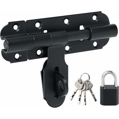 Verrous Loquet Porte Extérieur Ensembles Loquet de Porte à Boulon Coulissant Verrou de Porte à Barillet Serrure avec Trou pour Cadenas (1/5)